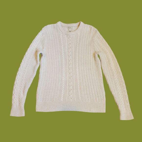 Men's J. Crew Cream Cableknit Fisherman Sweater - Picture 5 of 13